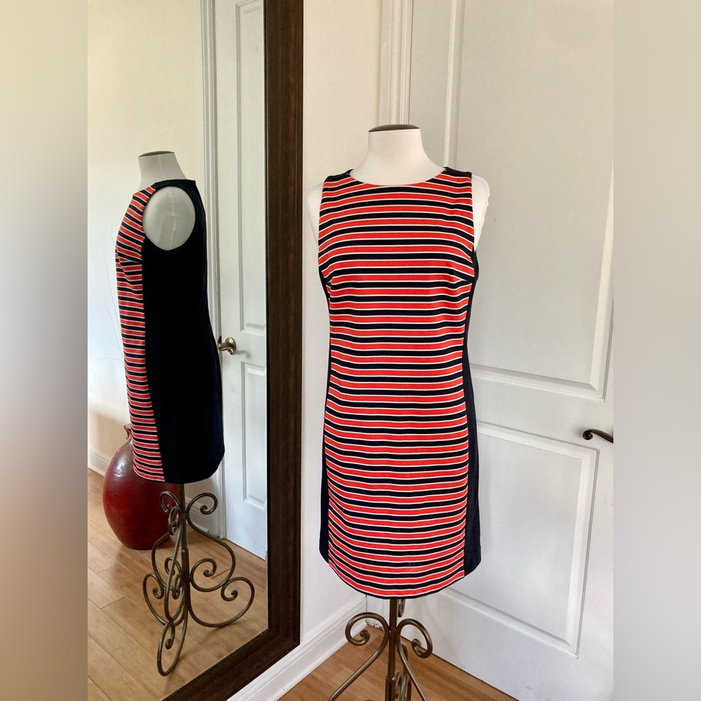 Michael Kors Sleeveless Striped Knee Length Dress